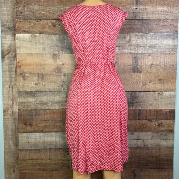 Woolworths Jersey Cap Sleeve Belted Dress Rust Orange White Size Small - Picture 4 of 8